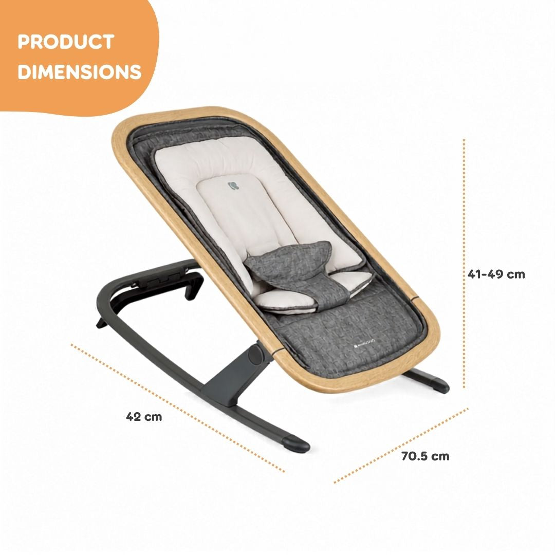 Kikkaboo Calmo 2-in-1 Manual Baby Relax Baby Bouncer Grey Age-Newborn upto 6 Months (Holds upto 9 Kg)