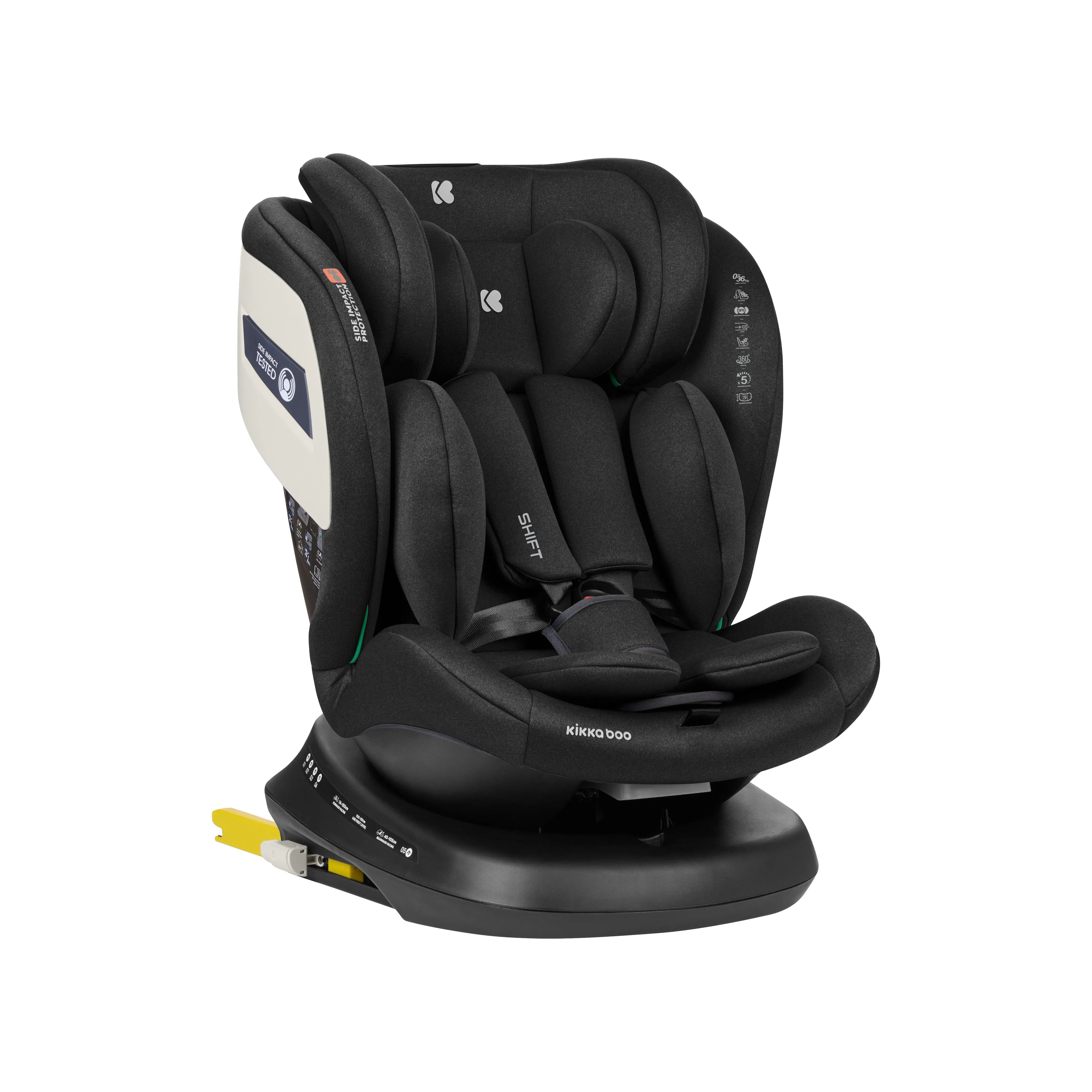 Kikkaboo Car Seat 0-1-2-3 (0-36 Kg) Shift Isofix Black Age- Newborn & Above