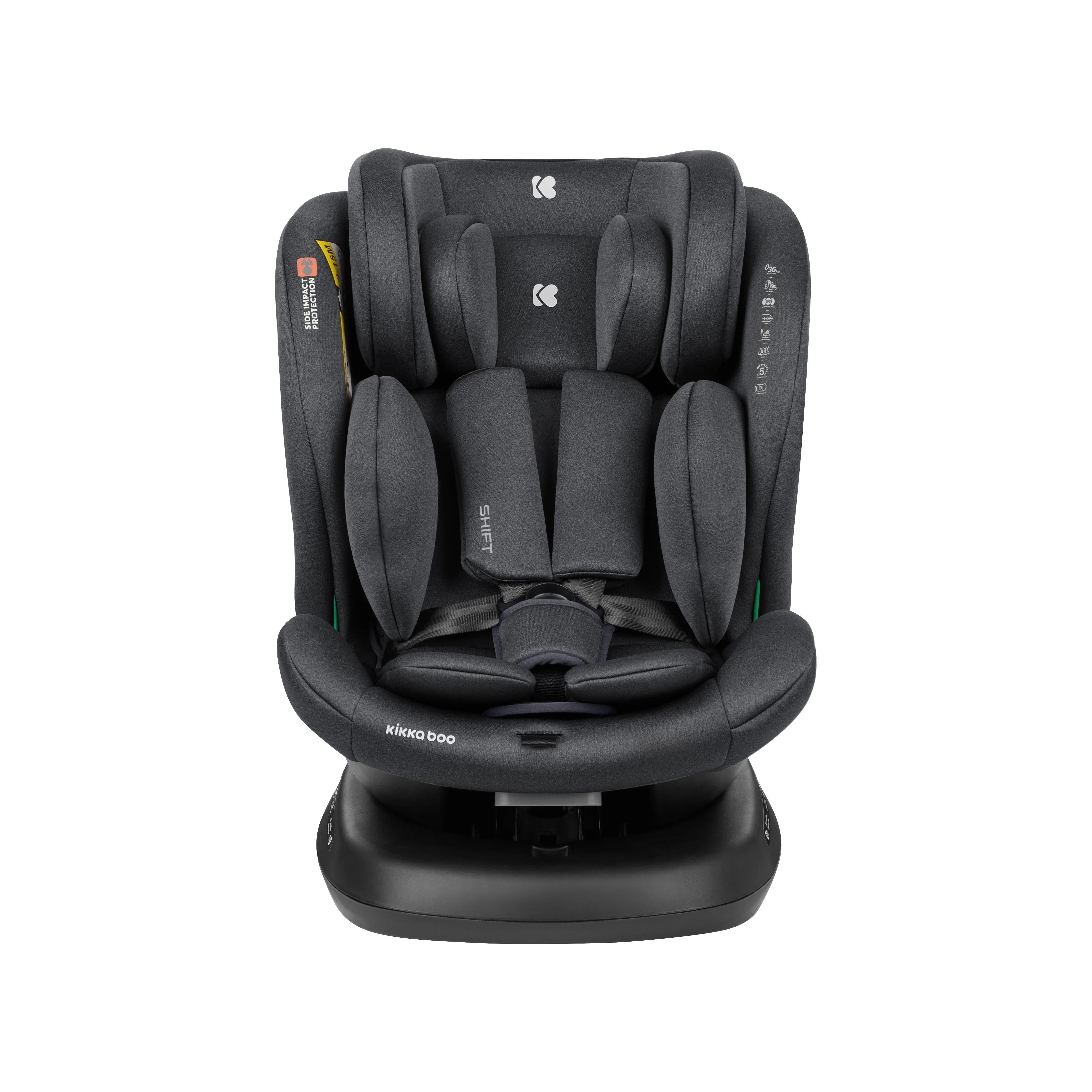 Kikkaboo Car Seat 0-1-2-3 (0-36 Kg) Shift Isofix Dark Grey Age- Newborn & Above