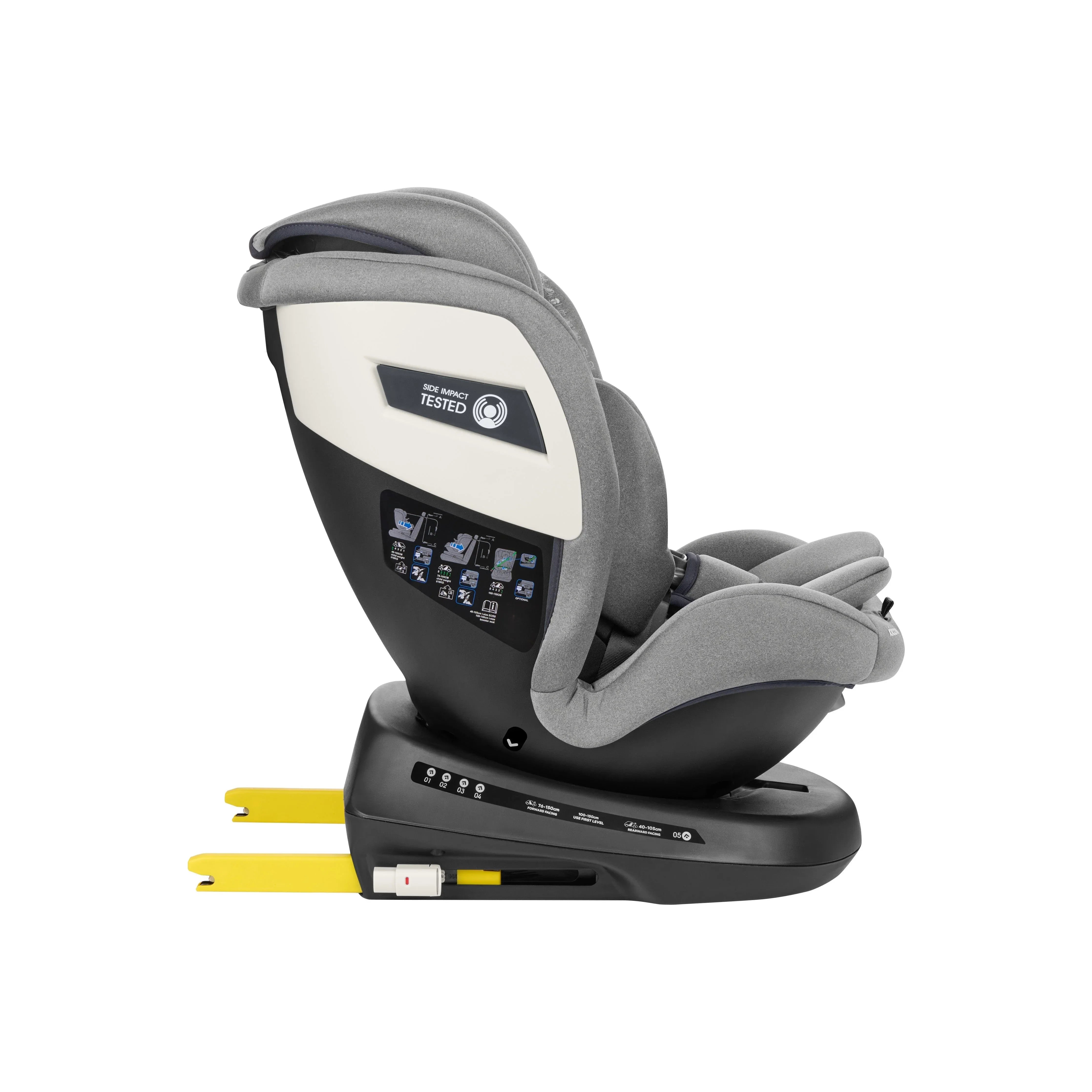 Kikkaboo Car Seat 0-1-2-3 (0-36 Kg) Shift Isofix Light Grey Age- Newborn & Above