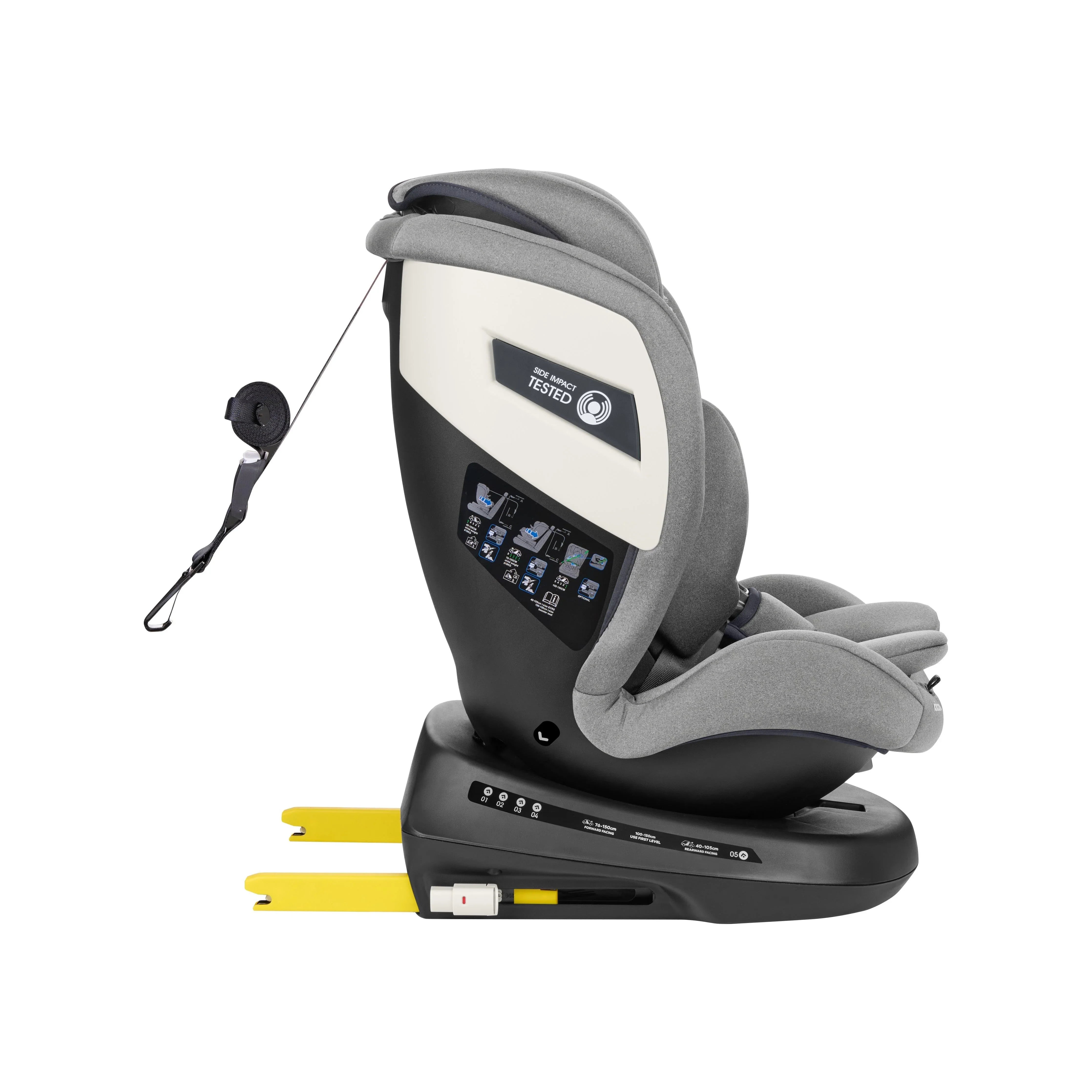 Kikkaboo Car Seat 0-1-2-3 (0-36 Kg) Shift Isofix Light Grey Age- Newborn & Above