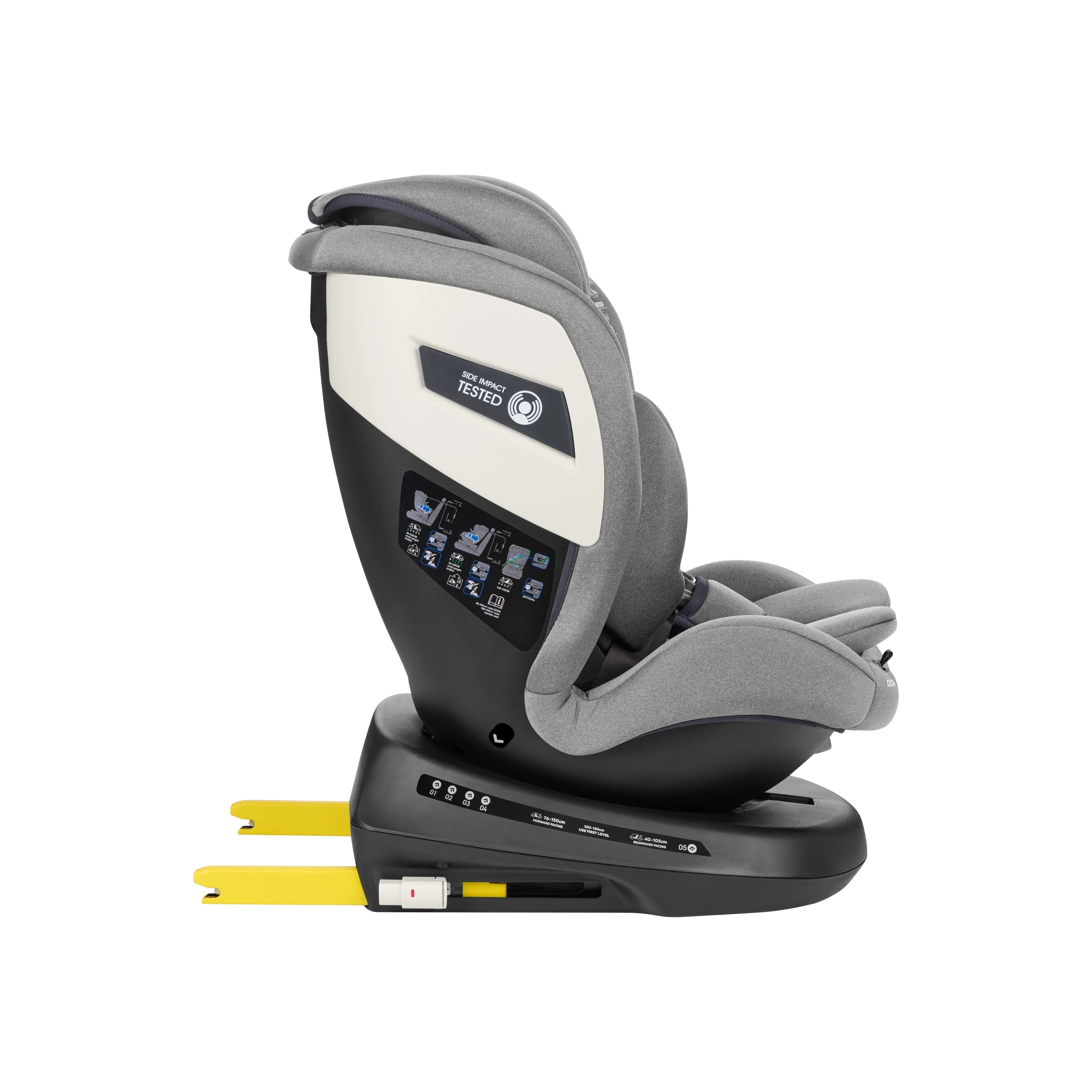 Kikkaboo Car Seat 0-1-2-3 (0-36 Kg) Shift Isofix Light Grey Age- Newborn & Above