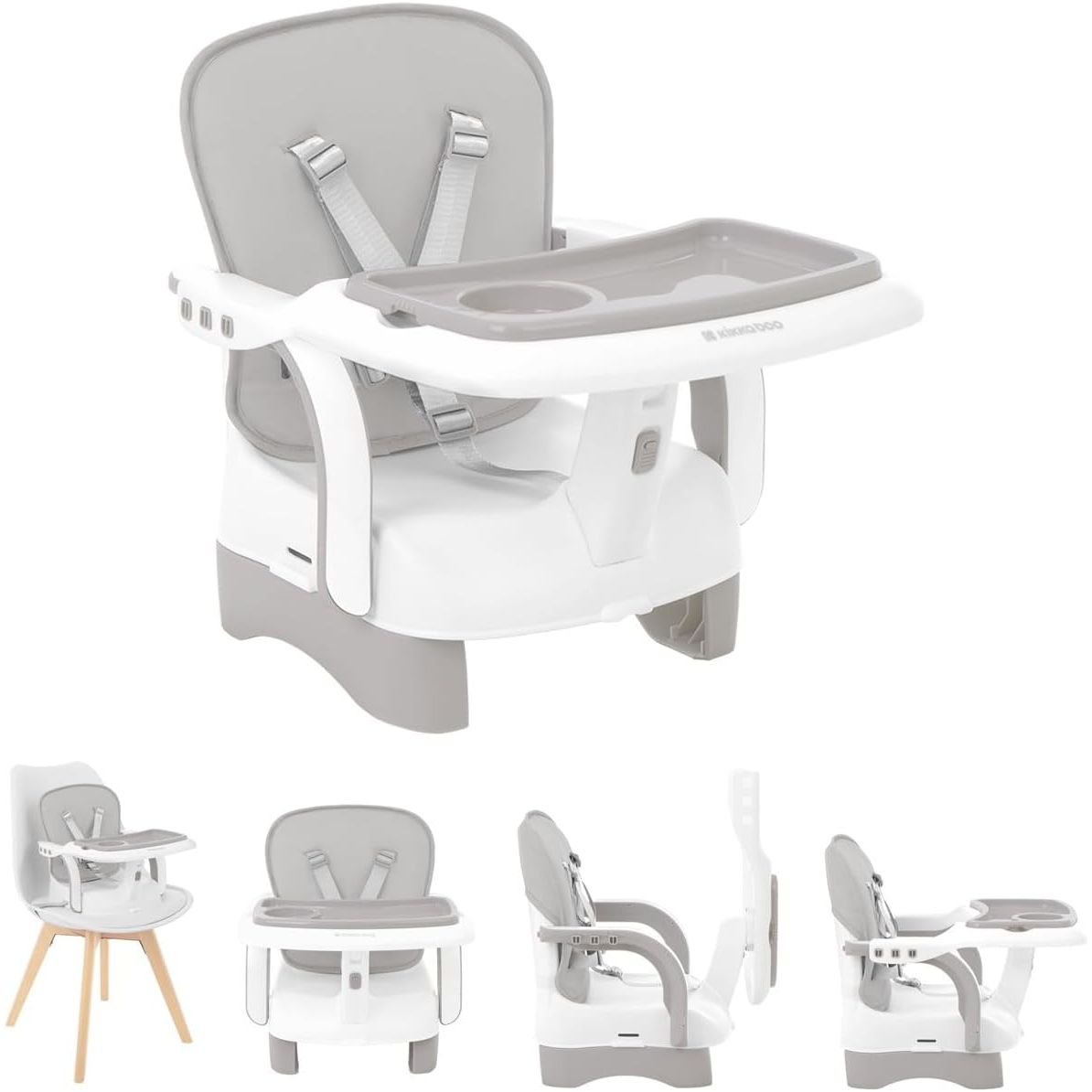 Kikkaboo Chewy Baby Booster Feeding Chair Grey Age- 6 Months to 36 Months