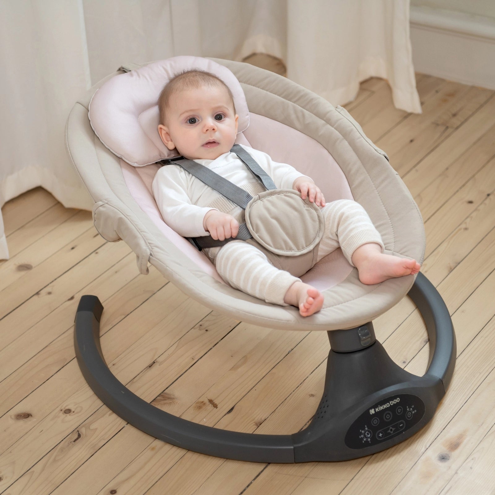 Kikkaboo Codie 2-in-1 Electrical Side-To-Side Baby Swing Beige Age-Newborn upto 6 Months (Holds upto 9 Kg)
