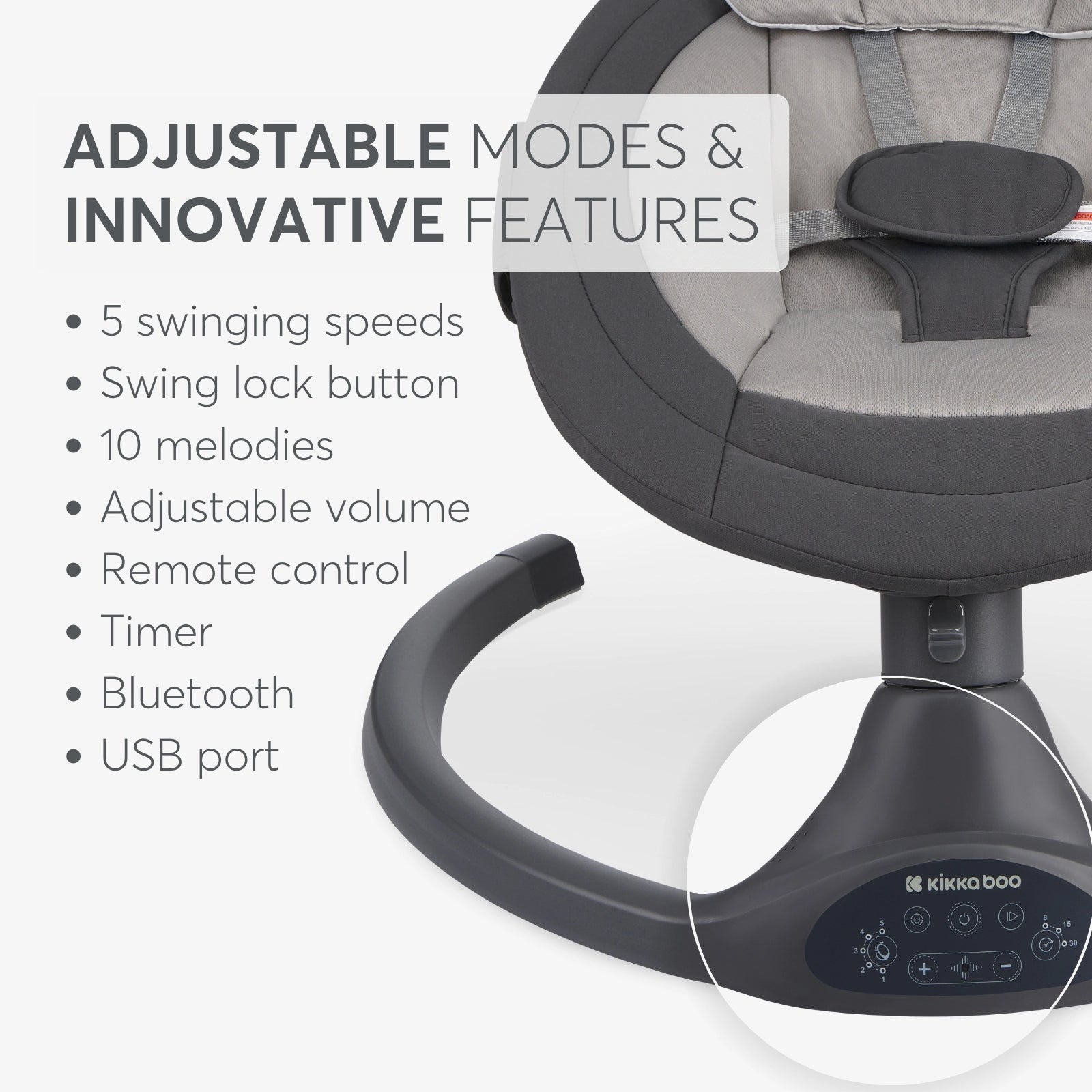 Kikkaboo Codie 2-in-1 Electrical Side-To-Side Baby Swing Beige Age-Newborn upto 6 Months (Holds upto 9 Kg)