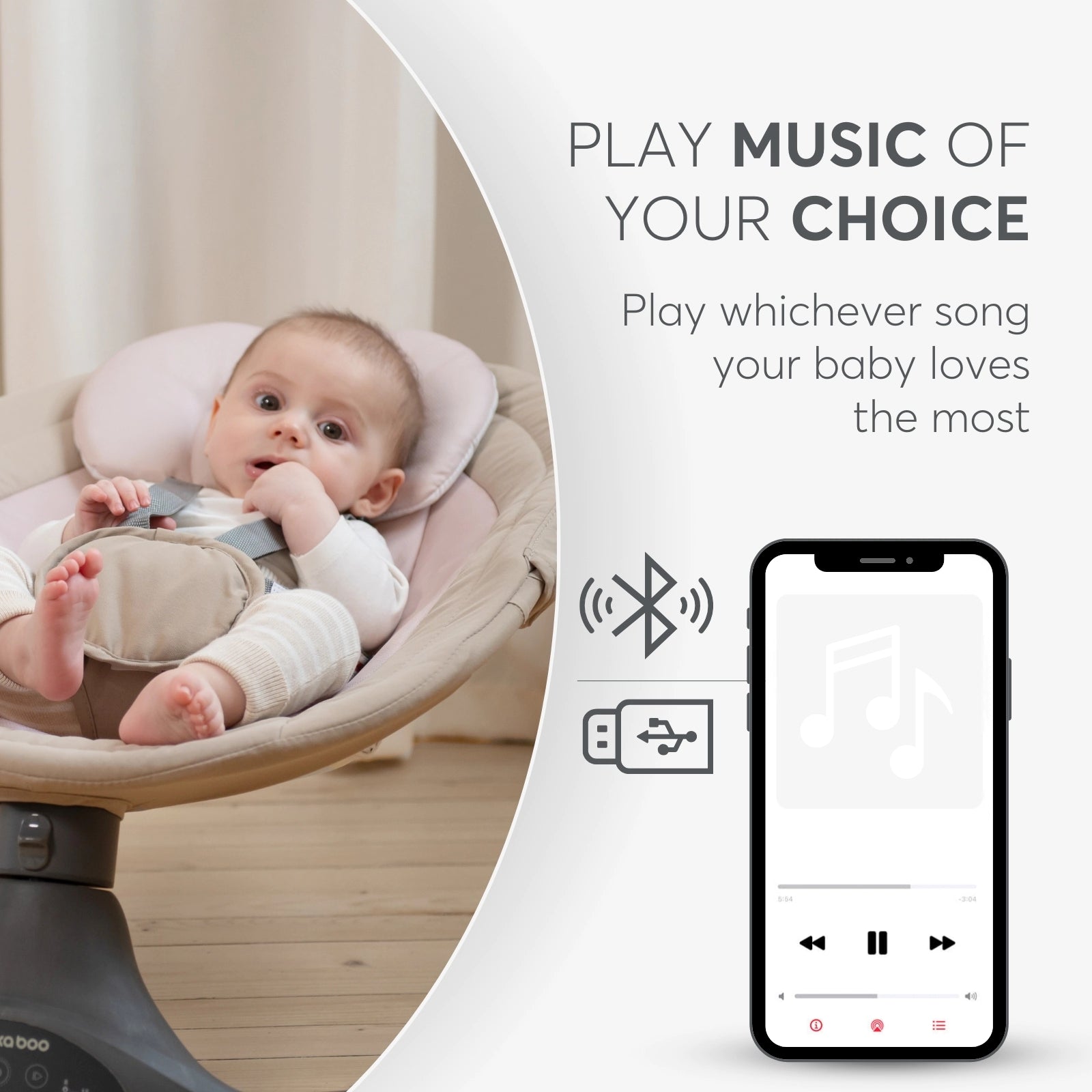 Kikkaboo Codie 2-in-1 Electrical Side-To-Side Baby Swing Beige Age-Newborn upto 6 Months (Holds upto 9 Kg)