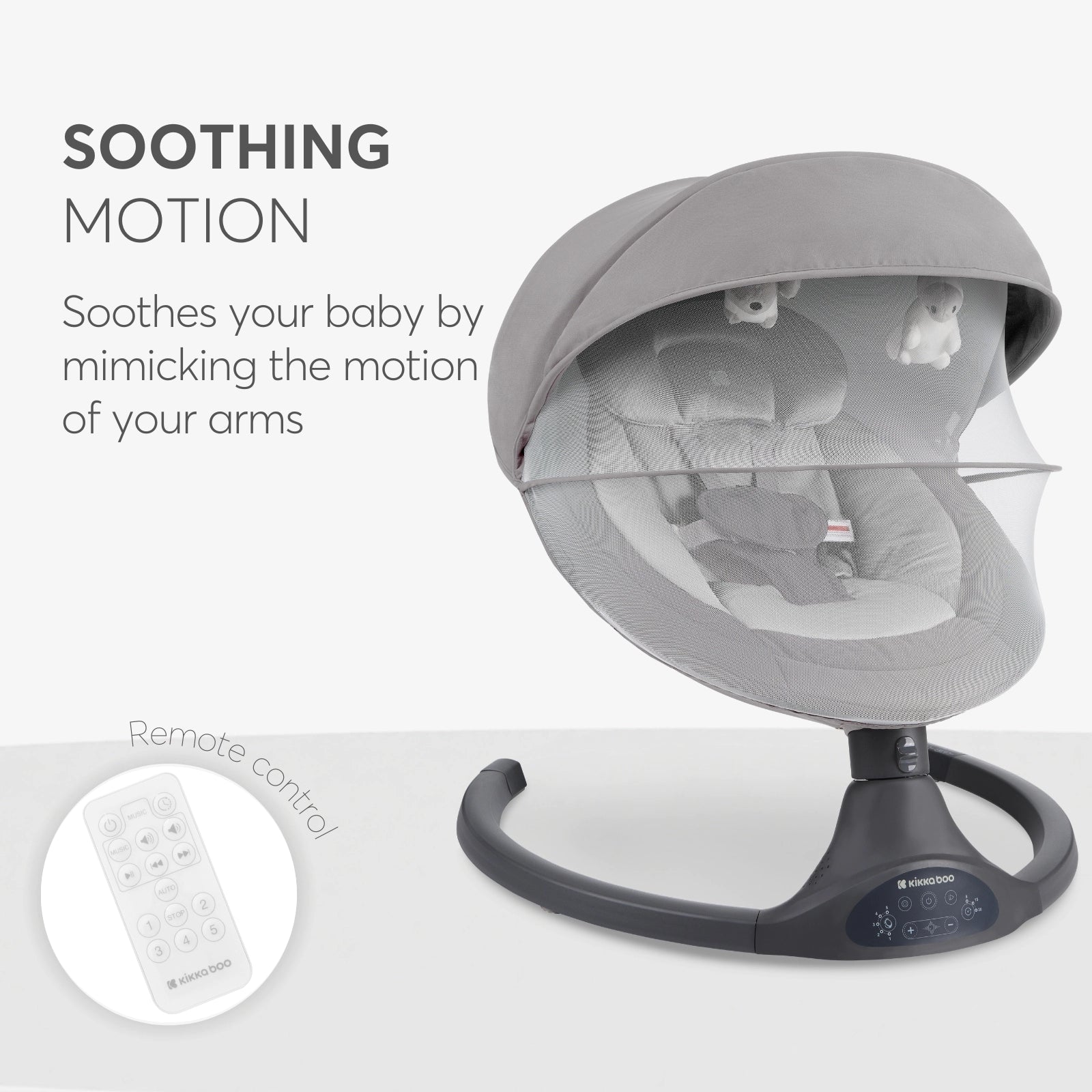 Kikkaboo Codie 2-in-1 Electrical Side-To-Side Baby Swing Light Grey Age-Newborn upto 6 Months (Holds upto 9 Kg)