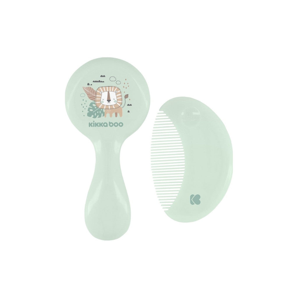 Kikkaboo Comb And Brush With Natural Bristles Savanna Mint Age- Newborn & Above