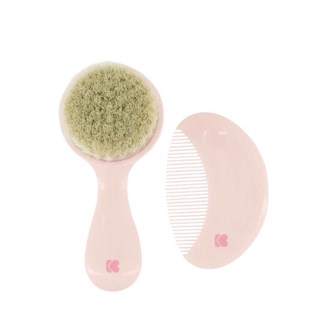 Kikkaboo Comb And Brush With Natural Bristles Savanna Pink Age- Newborn & Above