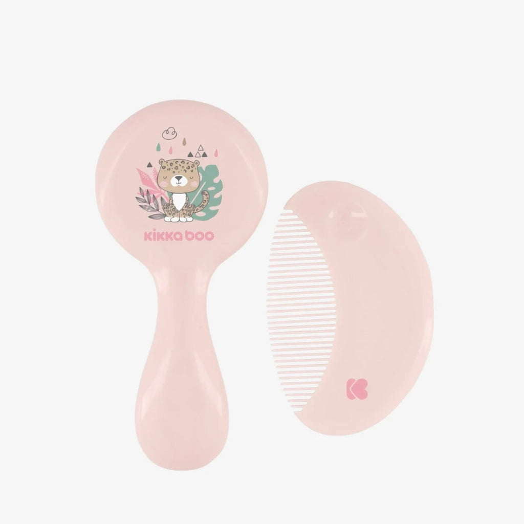 Kikkaboo Comb And Brush With Natural Bristles Savanna Pink Age- Newborn & Above