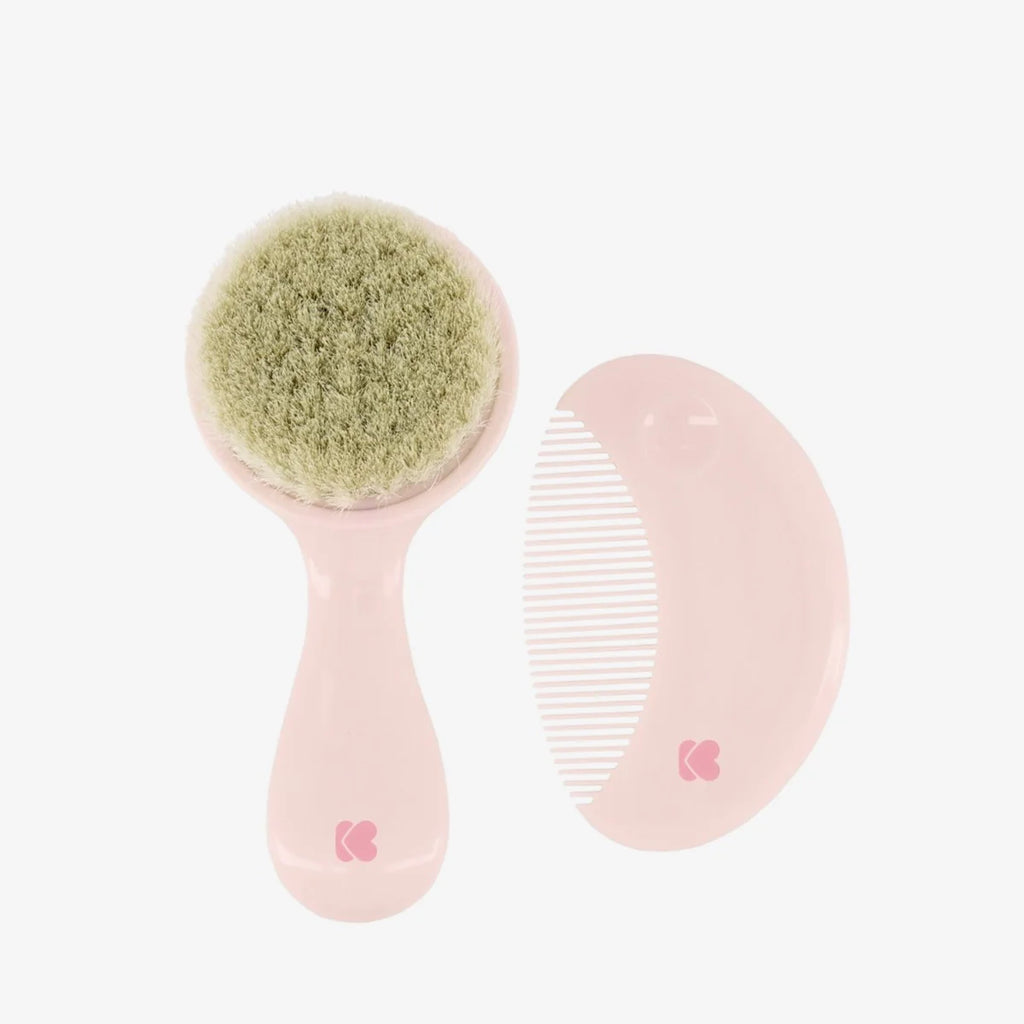 Kikkaboo Comb And Brush With Natural Bristles Savanna Pink Age- Newborn & Above