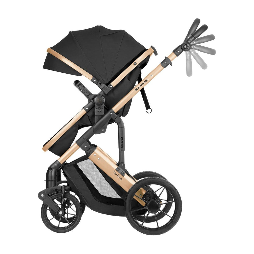 Kikkaboo Darling 3-In-1 Travel System Stroller with Transferable Seat 2024 Black Age-Newborn & Above (Holds upto 22 Kg)