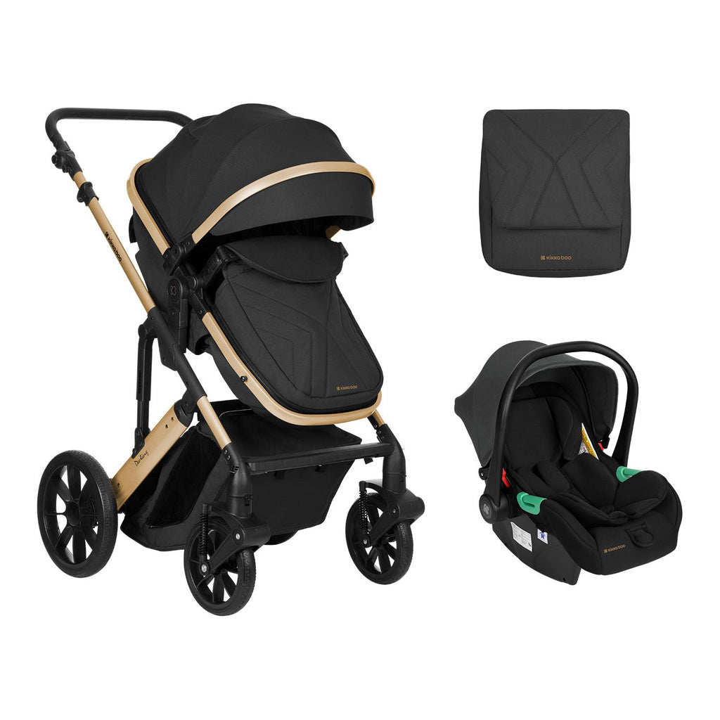 Kikkaboo Darling 3-In-1 Travel System Stroller with Transferable Seat 2024 Black Age-Newborn & Above (Holds upto 22 Kg)