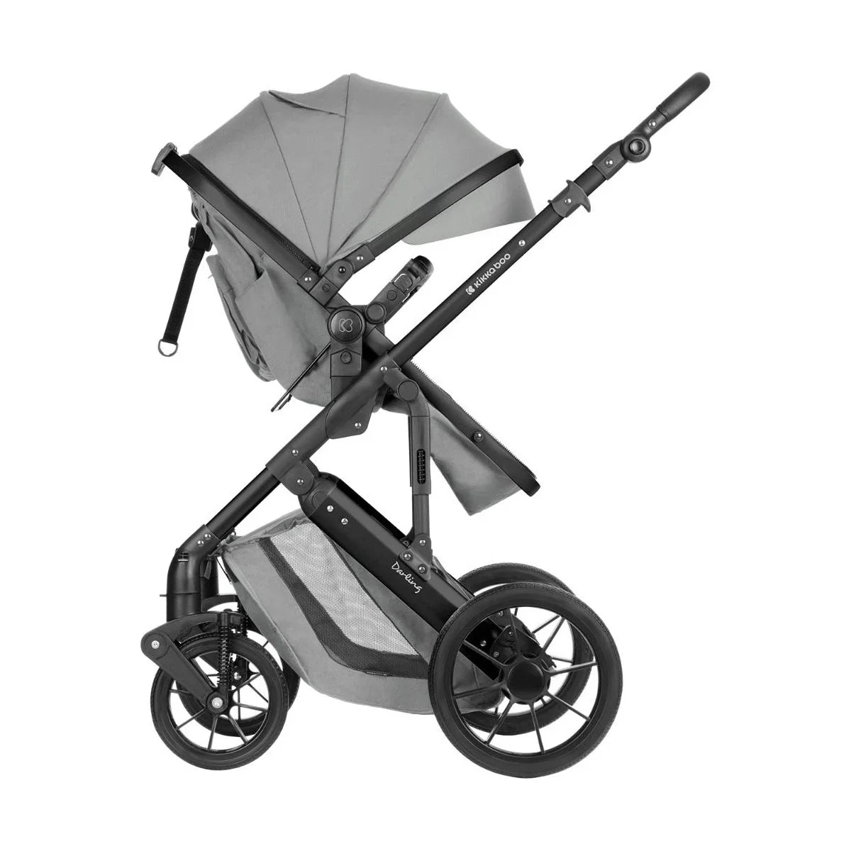 Kikkaboo Darling 3-In-1 Travel System Stroller with Transferable Seat 2024 Light Grey Age-Newborn & Above (Holds upto 22 Kg)
