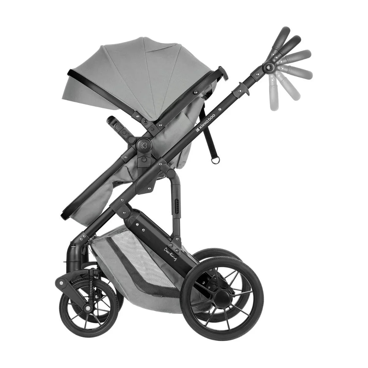 Kikkaboo Darling 3-In-1 Travel System Stroller with Transferable Seat 2024 Light Grey Age-Newborn & Above (Holds upto 22 Kg)