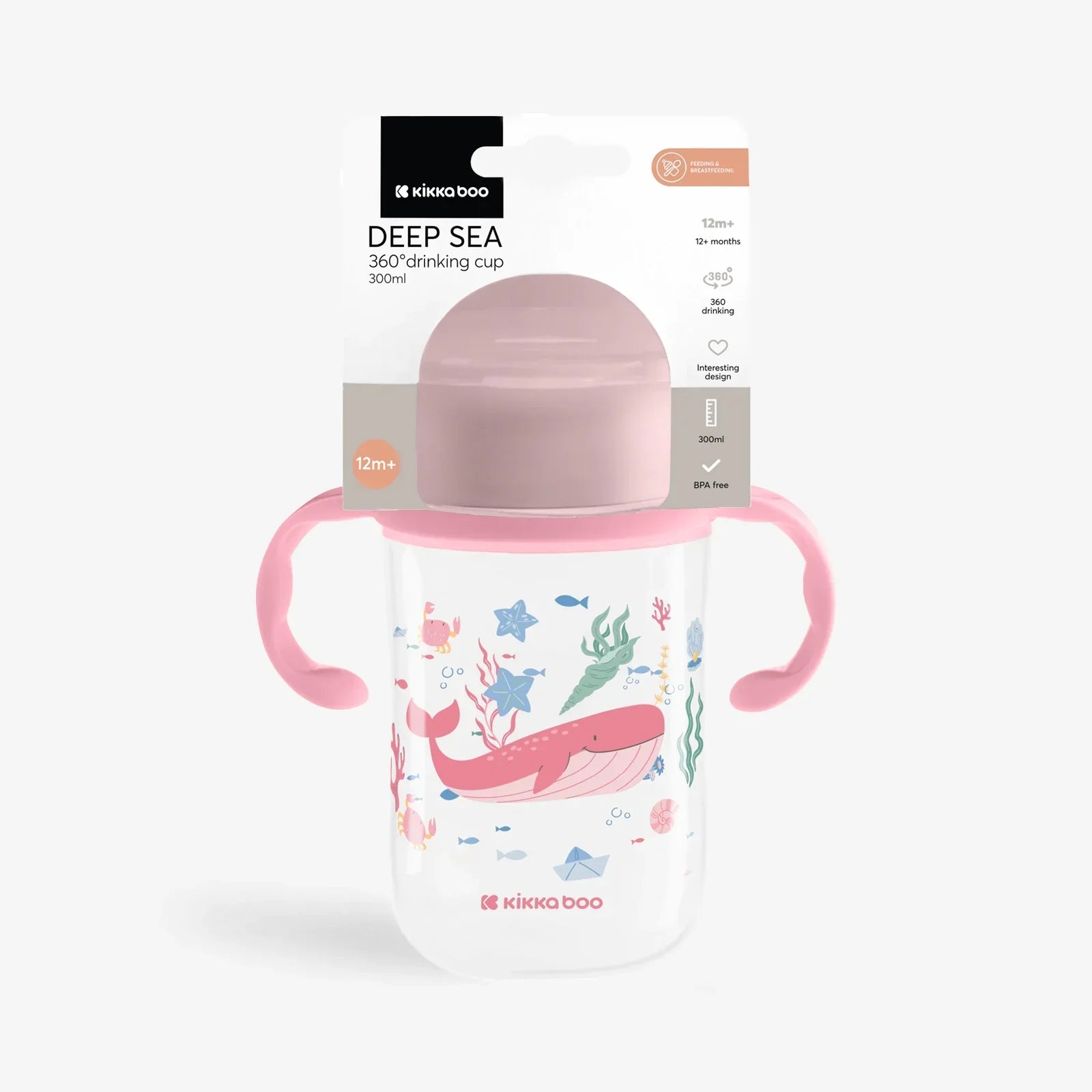 Kikkaboo Deep Sea 360° Drinking Sipper Cup 300ml Pink Age- 12 Months & Above