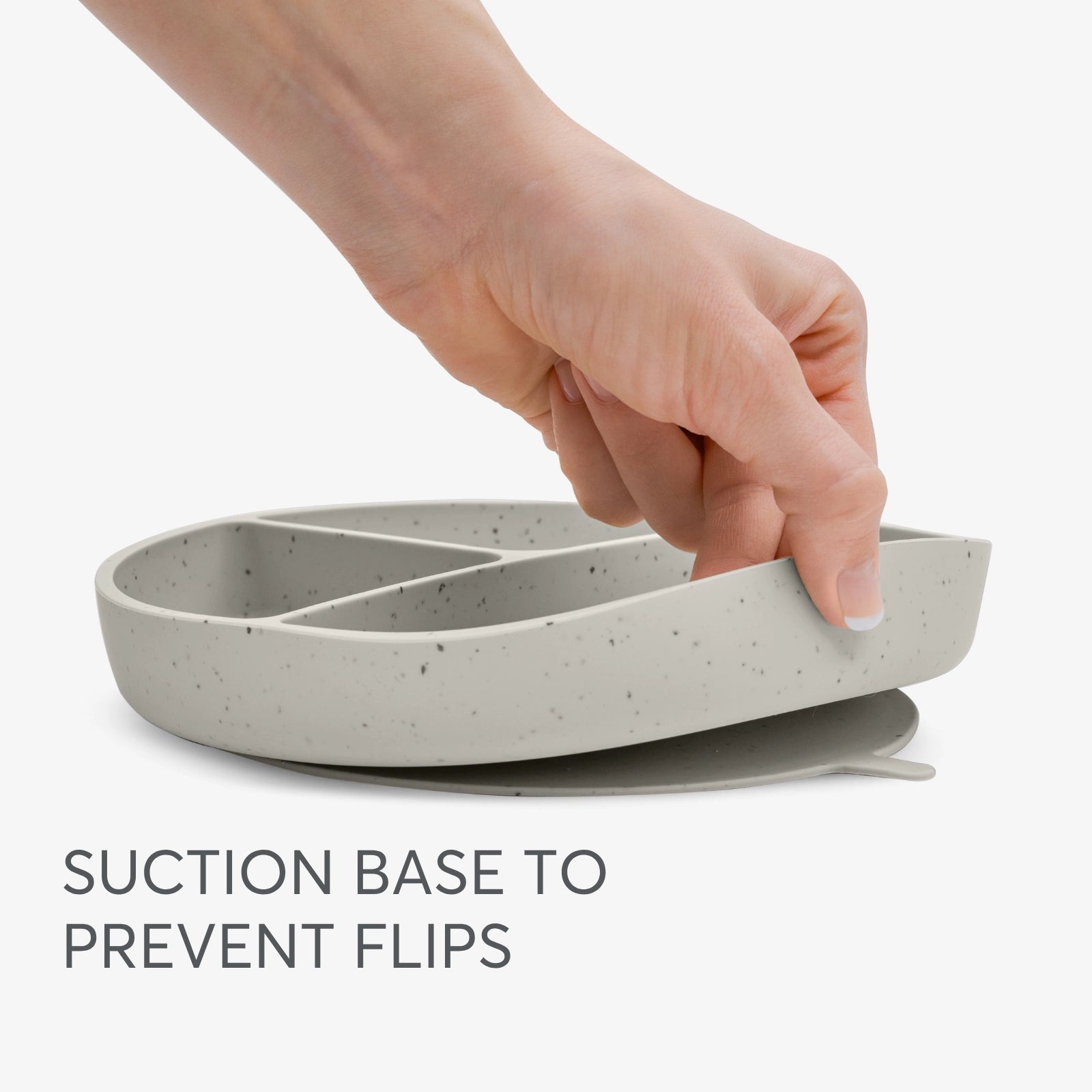 Kikkaboo Divided Baby Silicone Plate with Suction Base Platinum Sand Age- 6 Months & Above