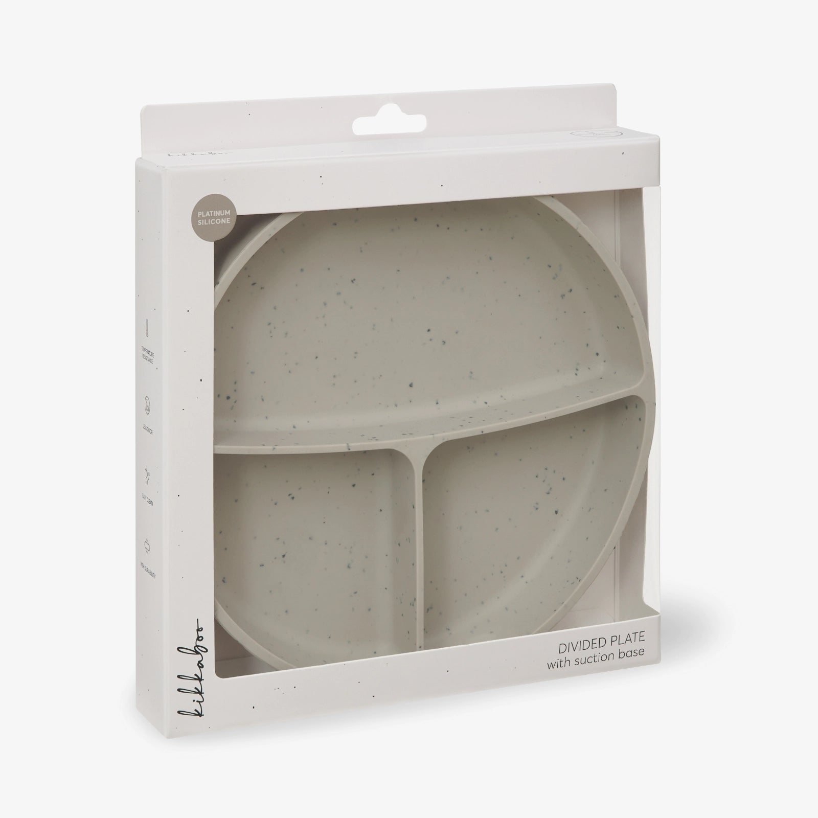 Kikkaboo Divided Baby Silicone Plate with Suction Base Platinum Sand Age- 6 Months & Above