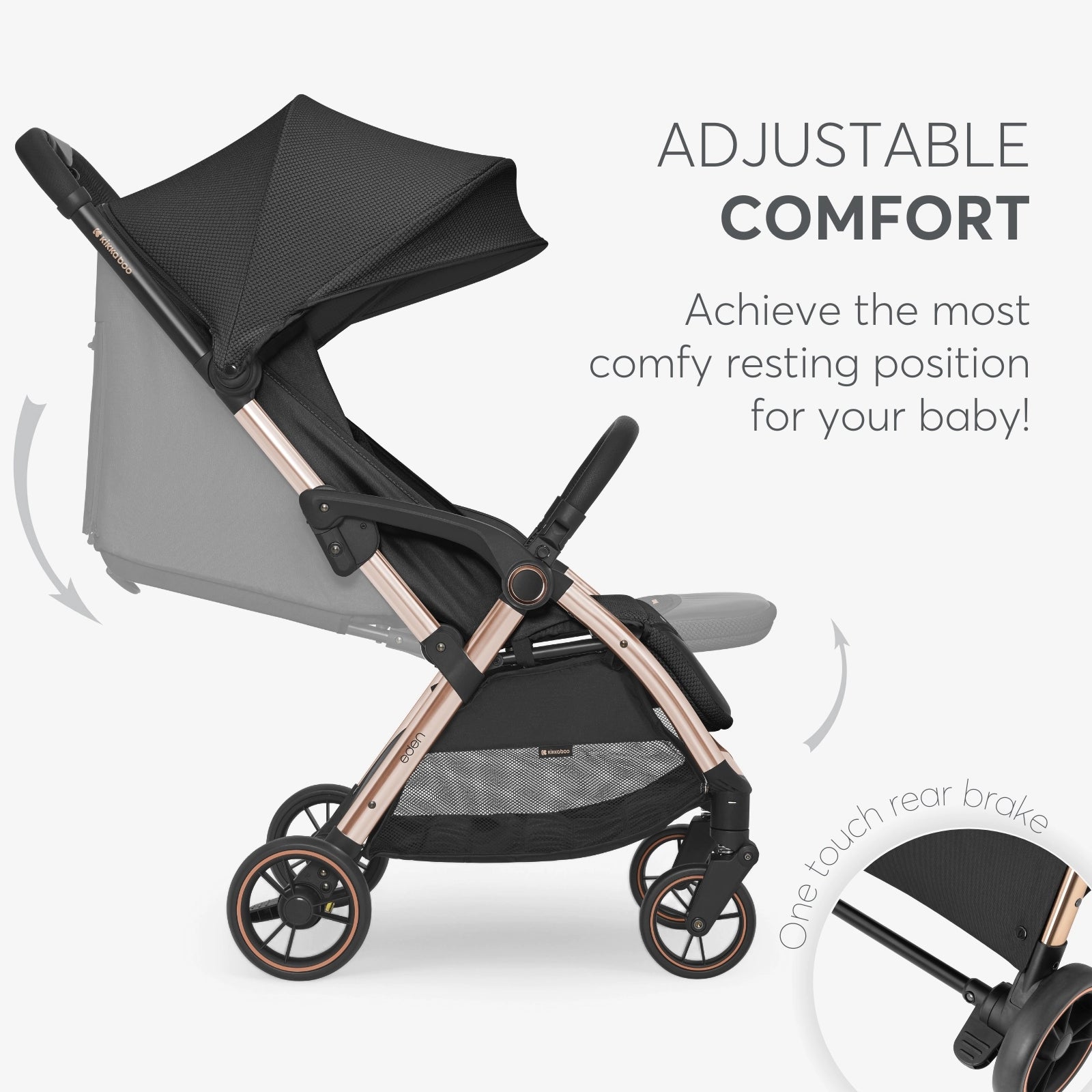 Kikkaboo Eden Autofolding Pushchair Black Age-Newborn & Above (Holds upto 22 Kg)