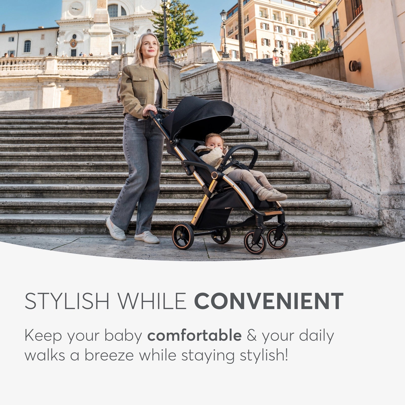Kikkaboo Eden Autofolding Pushchair Black Age-Newborn & Above (Holds upto 22 Kg)
