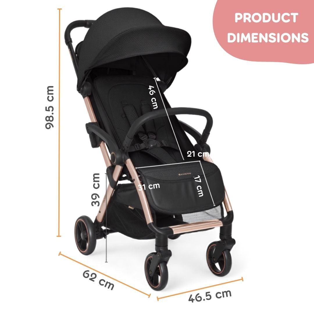 Kikkaboo Eden Autofolding Pushchair Black Age-Newborn & Above (Holds upto 22 Kg)