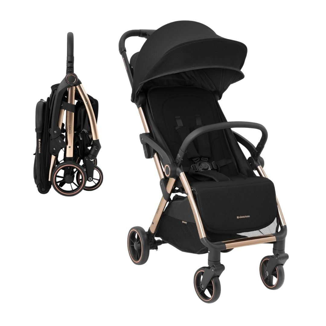Kikkaboo Eden Autofolding Pushchair Black Age-Newborn & Above (Holds upto 22 Kg)