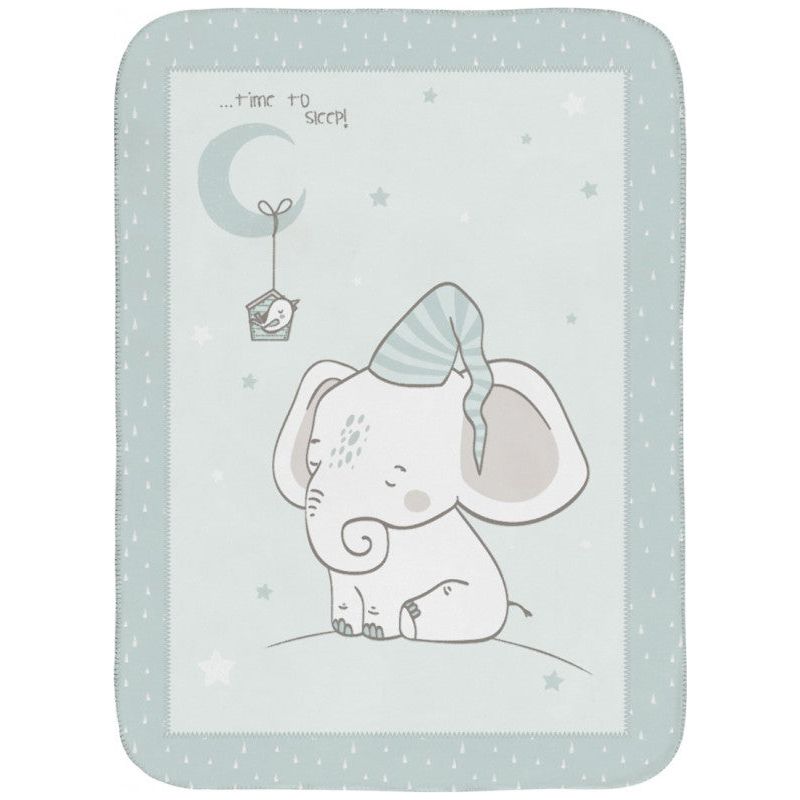 Kikkaboo Elephant Time Super Soft Cute Fleece Blanket 110/140 Cm Blue Age-Age- Newborn & Above
