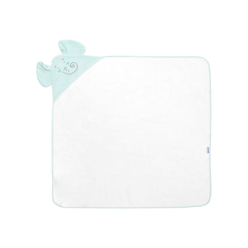 Kikkaboo Elephant Time Terry Hooded Towel 90 x 90 Cm Blue/White Age-Age- Newborn & Above