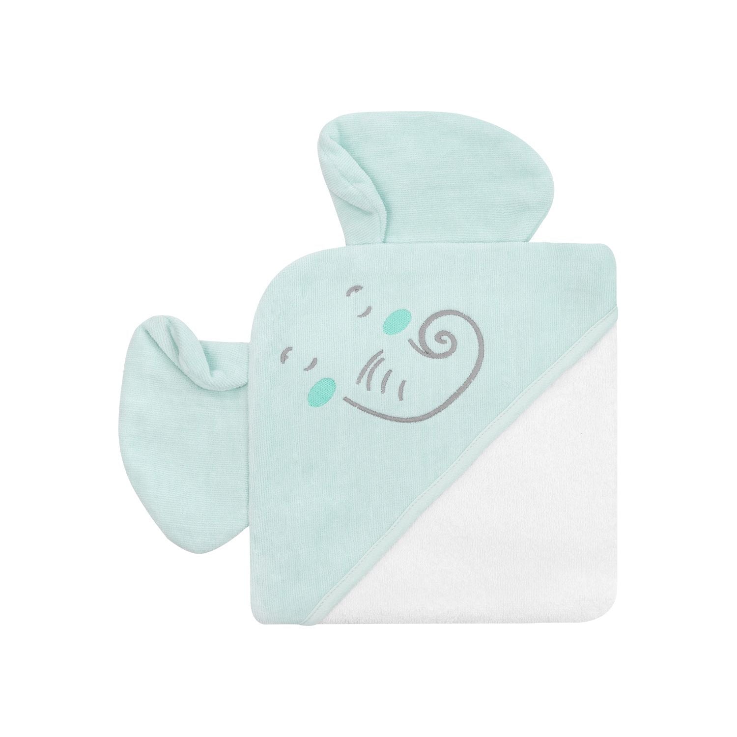 Kikkaboo Elephant Time Terry Hooded Towel 90 x 90 Cm Blue/White Age-Age- Newborn & Above