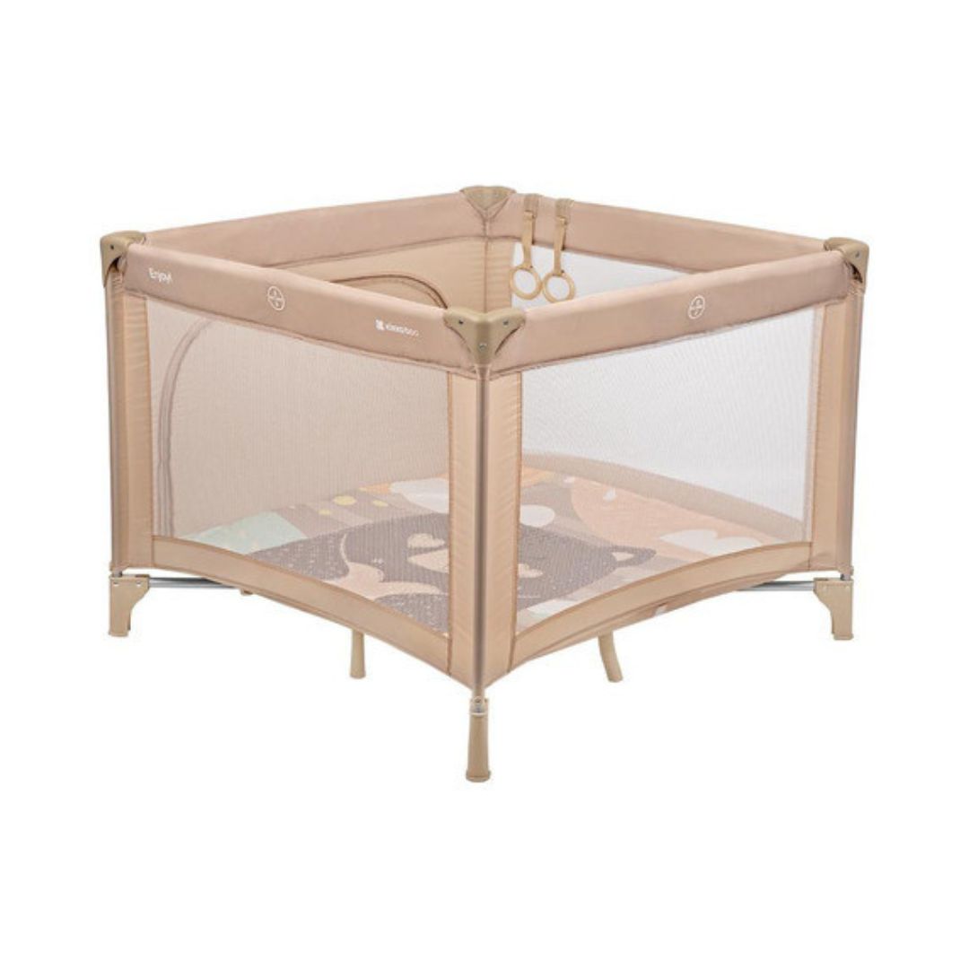 Kikkaboo Enjoy Playpen & Baby Travel Cot with Mattress Pad Beige Bear 2023 Age-Newborn to 36 Months (Holds upto 15 Kg)