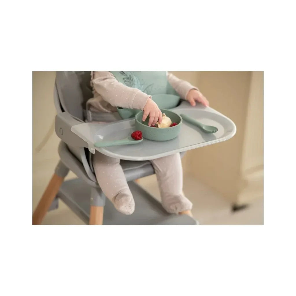 Kikkaboo Fork and spoon set Platinum Silicone Sage Age- 6 Months & Above