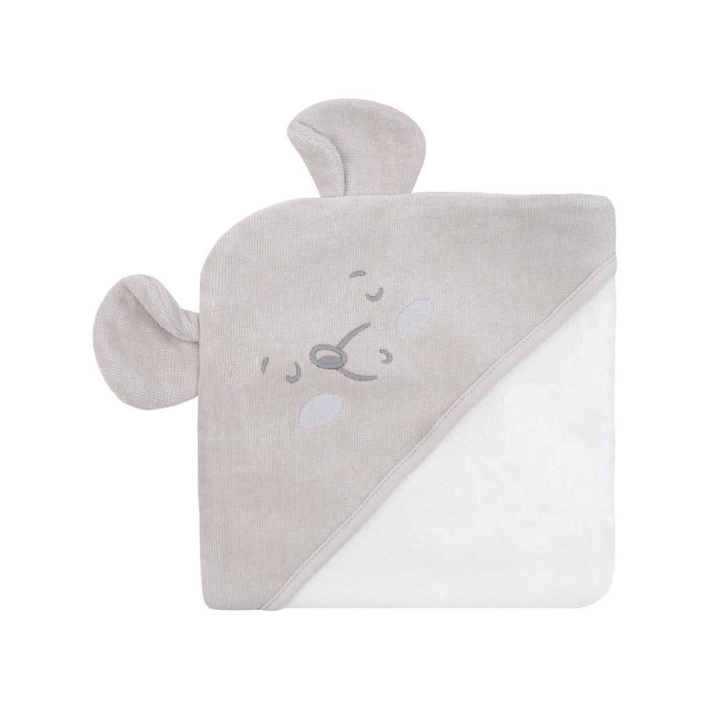 Kikkaboo Joyful Mice Bear Terry Hooded Towel 90 x 90 Cm Grey Age-Age- Newborn & Above
