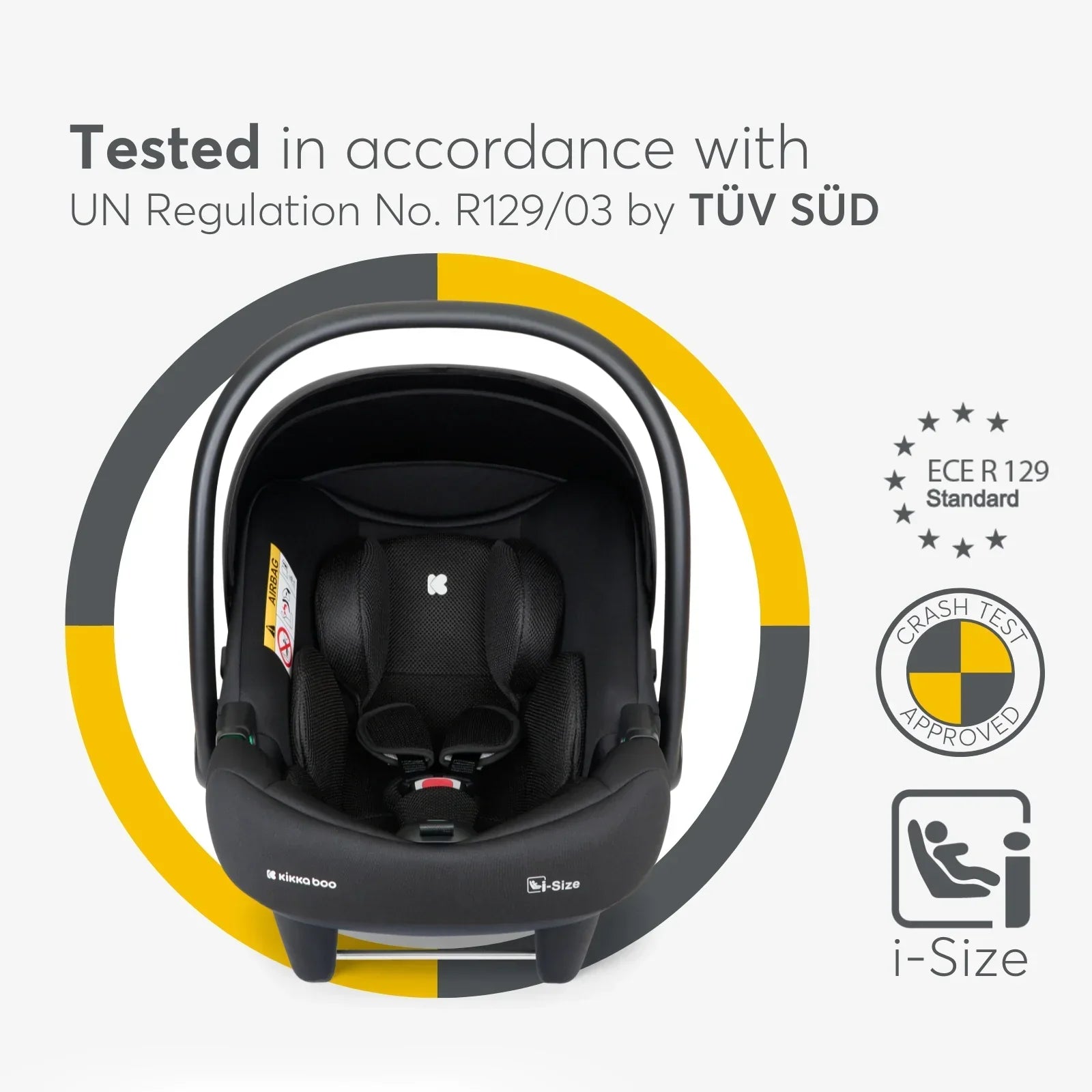 Kikkaboo Kara I-Prime I-Size Carseat Carrier (40-87 Cm) Group 0+ Black Age- Newborn & Above