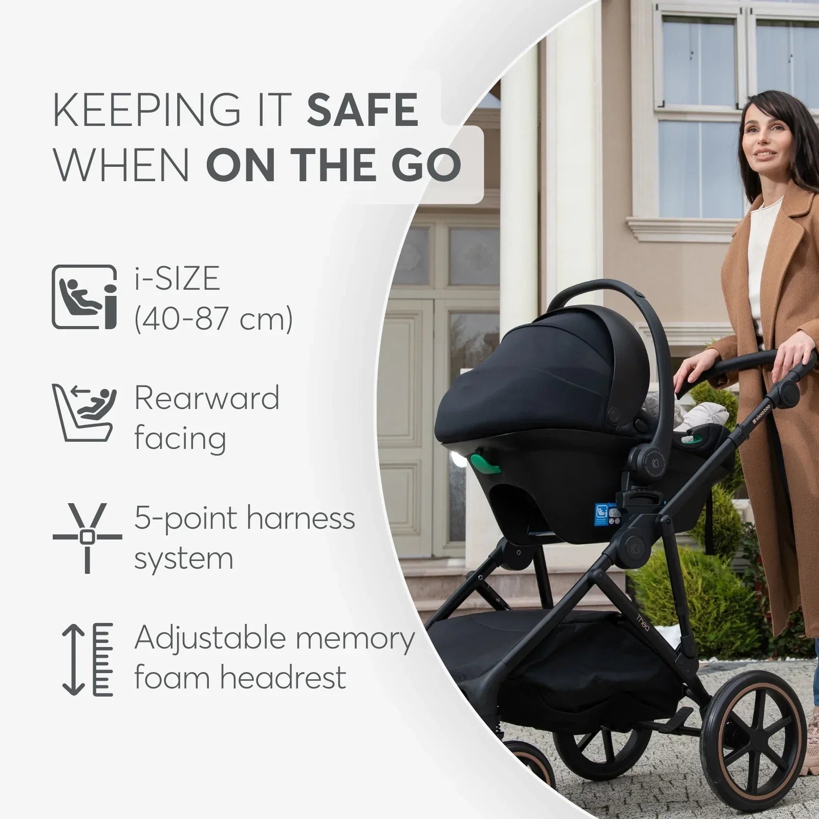 Kikkaboo Kara I-Prime I-Size Carseat Carrier (40-87 Cm) Group 0+ Black Age- Newborn & Above