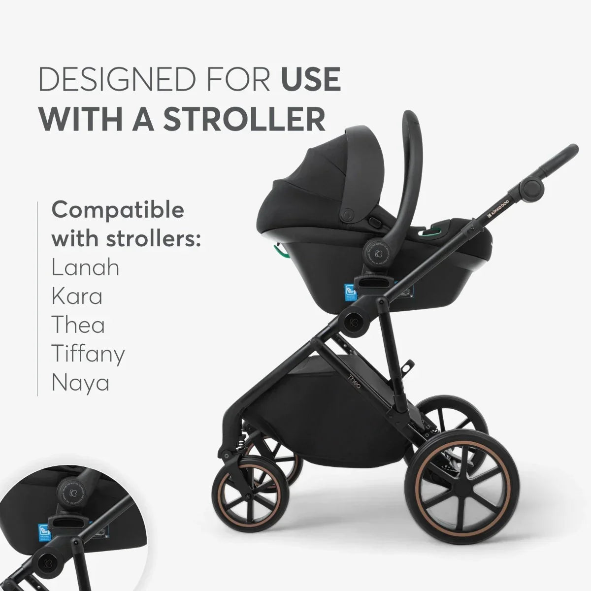 Kikkaboo Kara I-Prime I-Size Carseat Carrier (40-87 Cm) Group 0+ Black Age- Newborn & Above