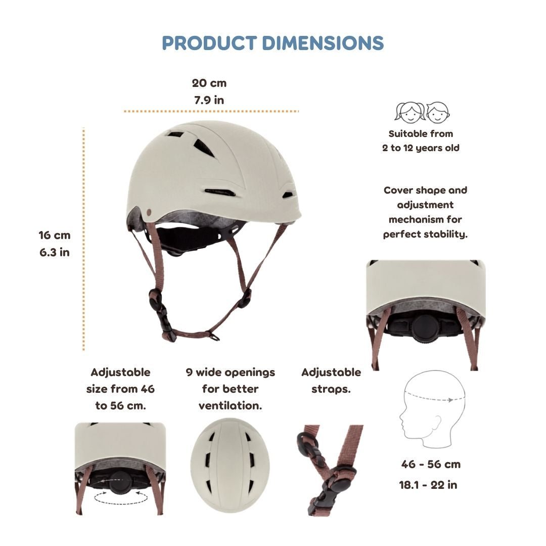 Kikkaboo Kids Helmet with Adjustable Size Beige (46 to 56 cm) Age- 2 Years to 12 Years