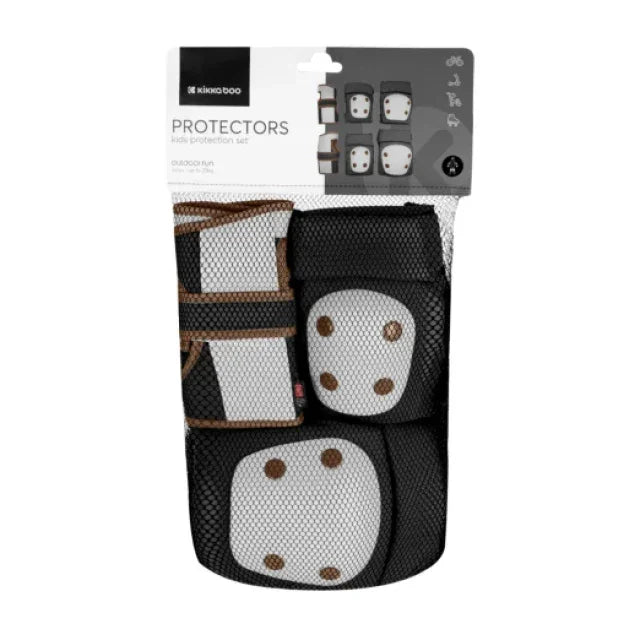 Kikkaboo Kids Knees Elbows Protectors & Wrist Guards Pack of 6 Black Age- 2 Years to 6 Years