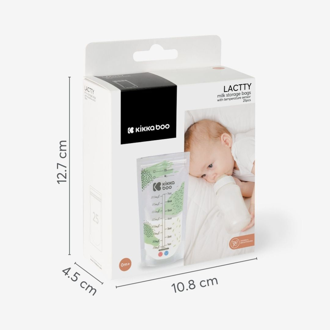Kikkaboo Lactty Milk Storage Bags with Temperature Sensor 25 Pieces Age- Newborn & Above