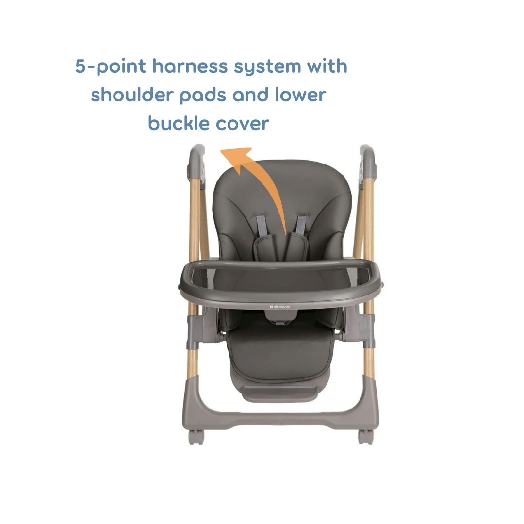 Kikkaboo Olive Kids Highchair with Double Tray Dark Grey Age- 6 Months upto 3 Years ( Holds Upto 15 Kg)