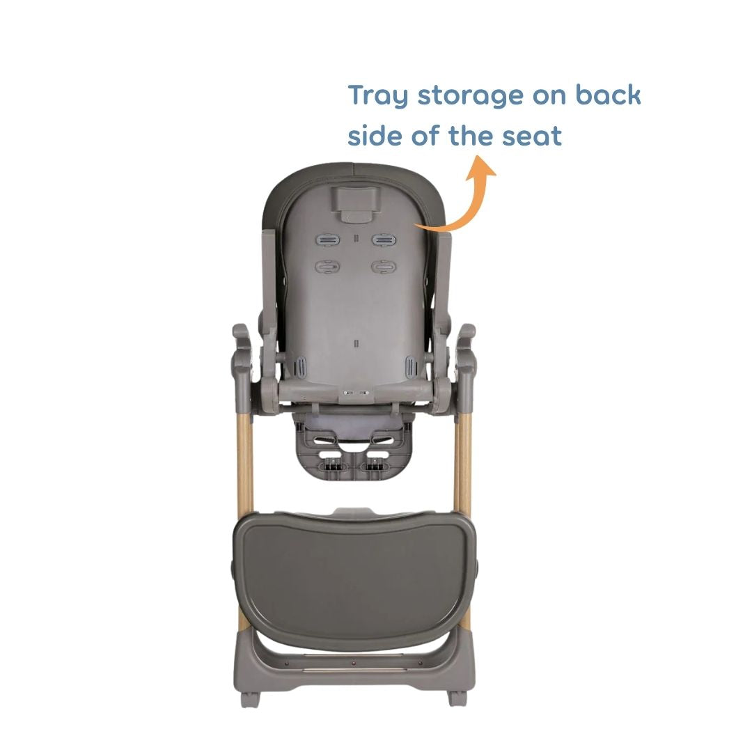 Kikkaboo Olive Kids Highchair with Double Tray Dark Grey Age- 6 Months upto 3 Years ( Holds Upto 15 Kg)