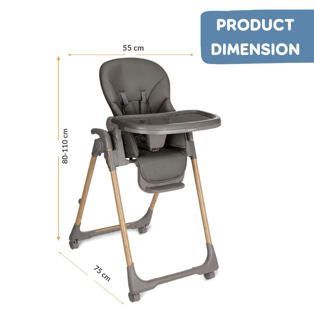 Kikkaboo Olive Kids Highchair with Double Tray Dark Grey Age- 6 Months upto 3 Years ( Holds Upto 15 Kg)