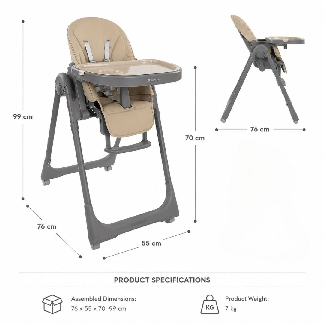 Kikkaboo Pastello 2 Multifunctional Kids Highchair with Double Tray Beige Age-6 Months upto 36 Months