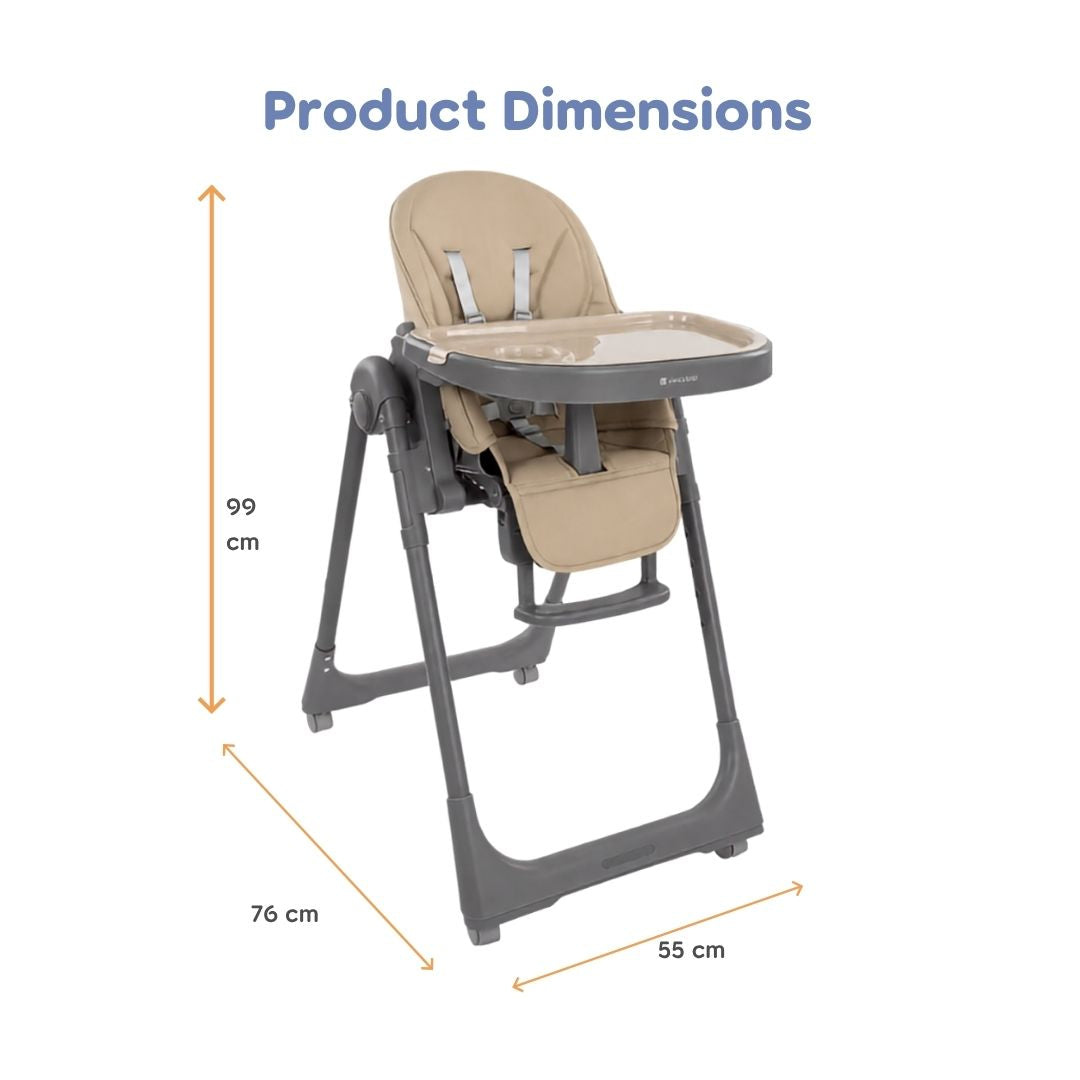 Kikkaboo Pastello 2 Multifunctional Kids Highchair with Double Tray Beige Age-6 Months upto 36 Months