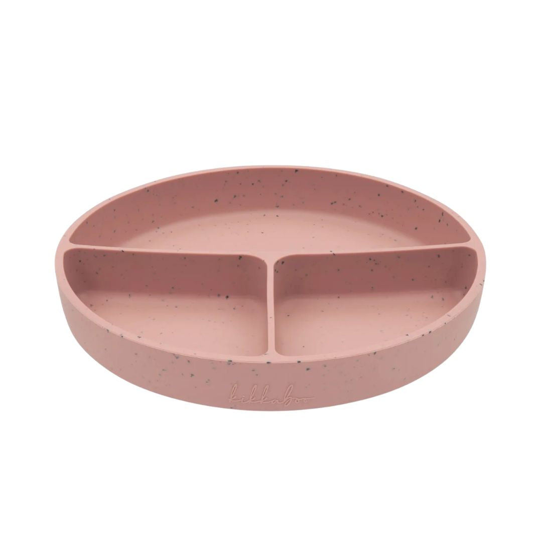 Kikkaboo Platinum Silicone Divided Weaning Plate with Suction Base Blush Pink Age- 6 Months & Above