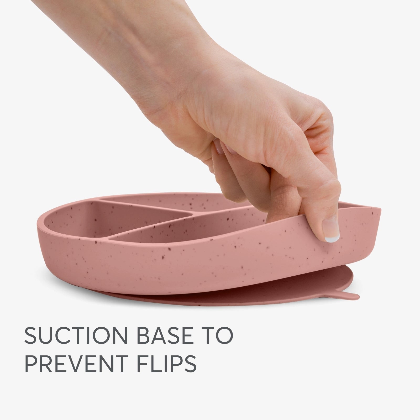 Kikkaboo Platinum Silicone Divided Weaning Plate with Suction Base  Blush  Pink  Age- 6 Months & Above