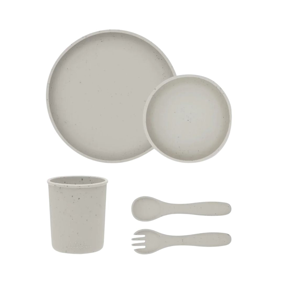 Kikkaboo Platinum Silicone Feeding Set of 5 Beige Sand Age- 6 Months & Above