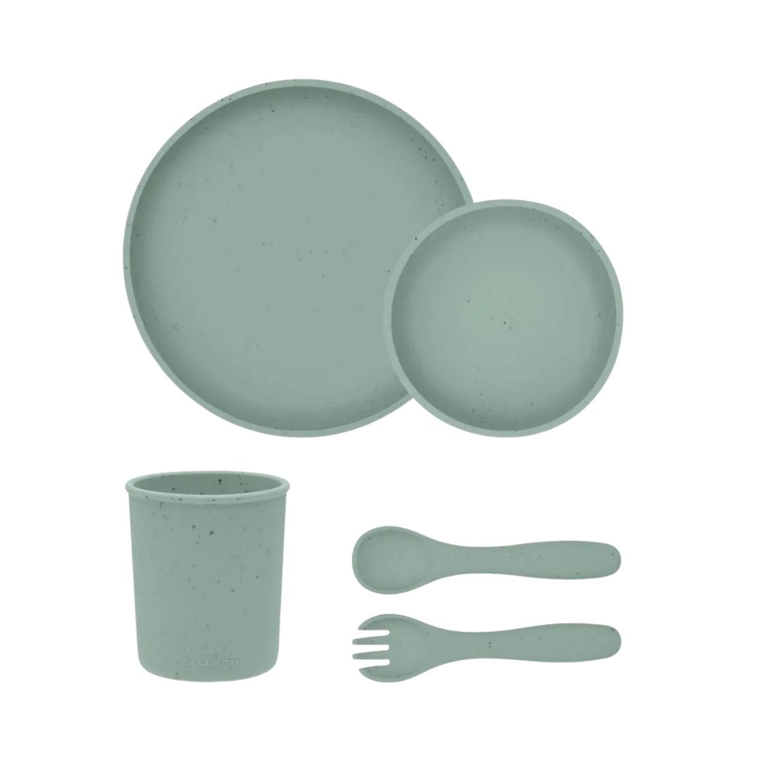 Kikkaboo Platinum Silicone Feeding Set of 5 Sage Green Age- 6 Months & Above