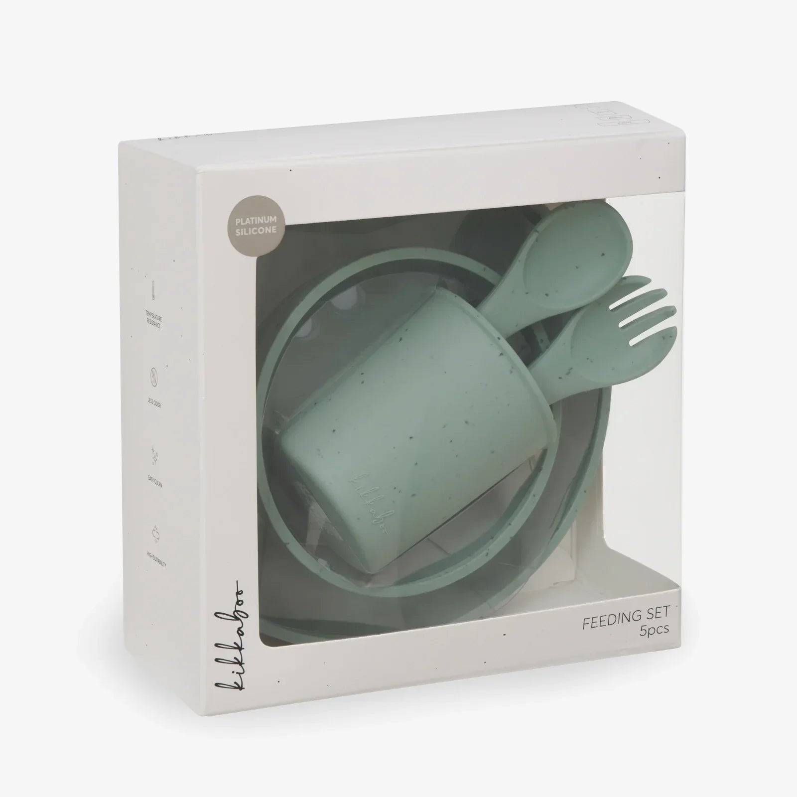 Kikkaboo Platinum Silicone Feeding Set of 5 Sage Green Age- 6 Months & Above