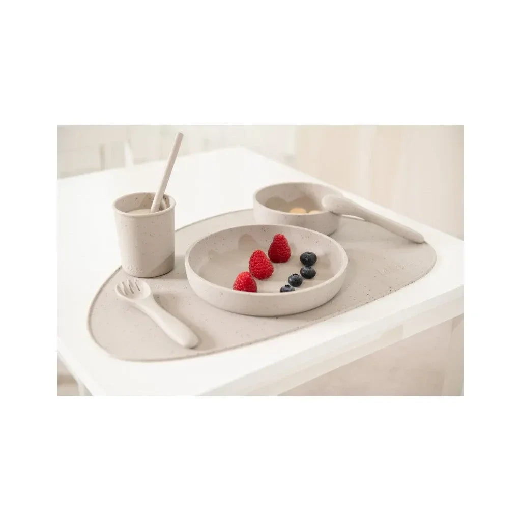 Kikkaboo Platinum Silicone Fork & Spoon Set Sand Age- 6 Months & Above