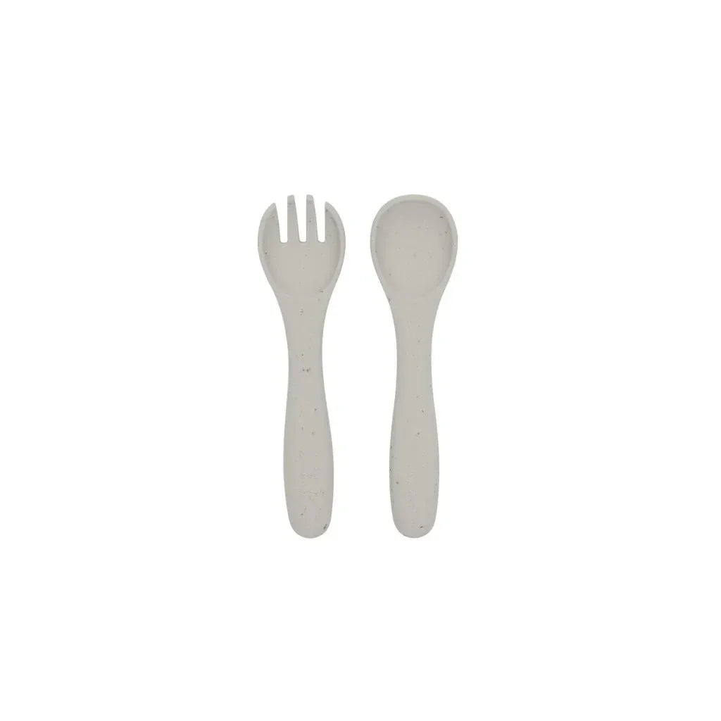 Kikkaboo Platinum Silicone Fork & Spoon Set Sand Age- 6 Months & Above